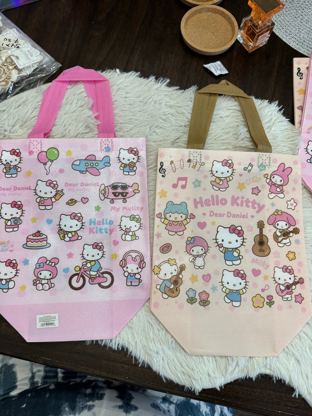 Hello Kitty set of 2 reusable tote bags for books lunch office school anything